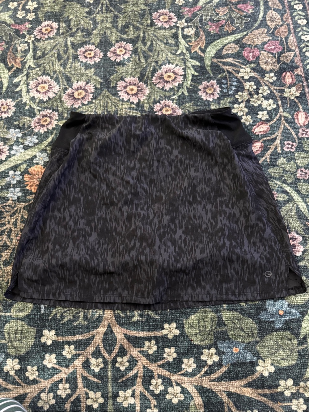 Athletic Black Patterned Mini Skirt